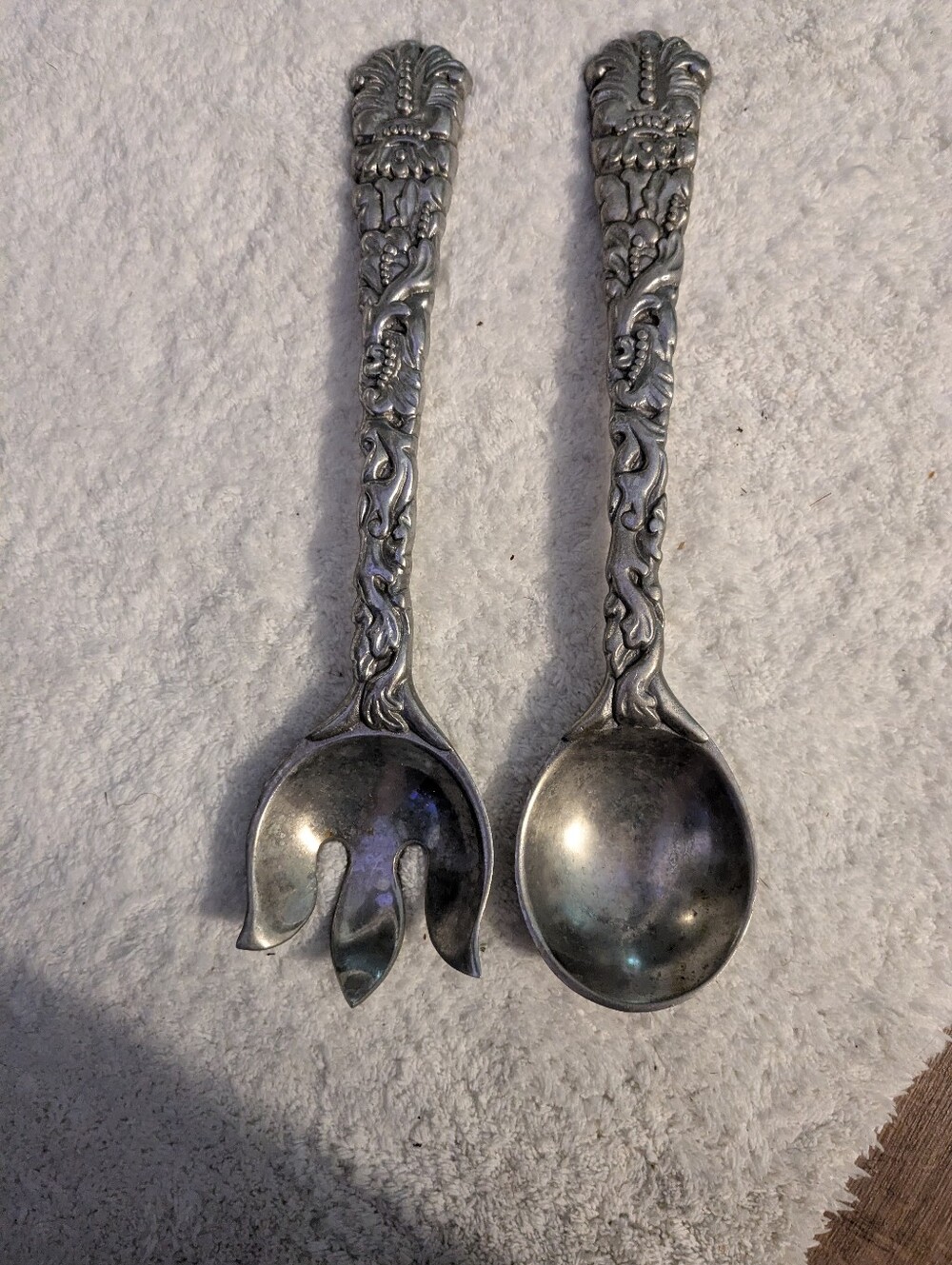 1997 Charter Club- Silver Toned Salad Serving Set - Ornate Handle